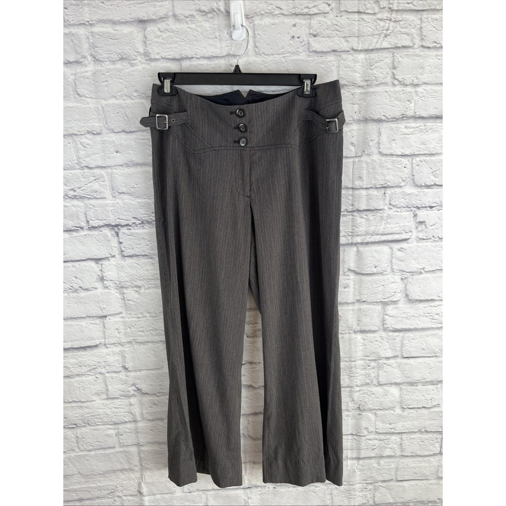 Lane Bryant Wide Leg Pin Striped Buckle Detail Pants Y2K Career Dressy Size 16